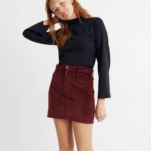 Madewell NWT velveteen stretch straight zip mini - Picture 2 of 7